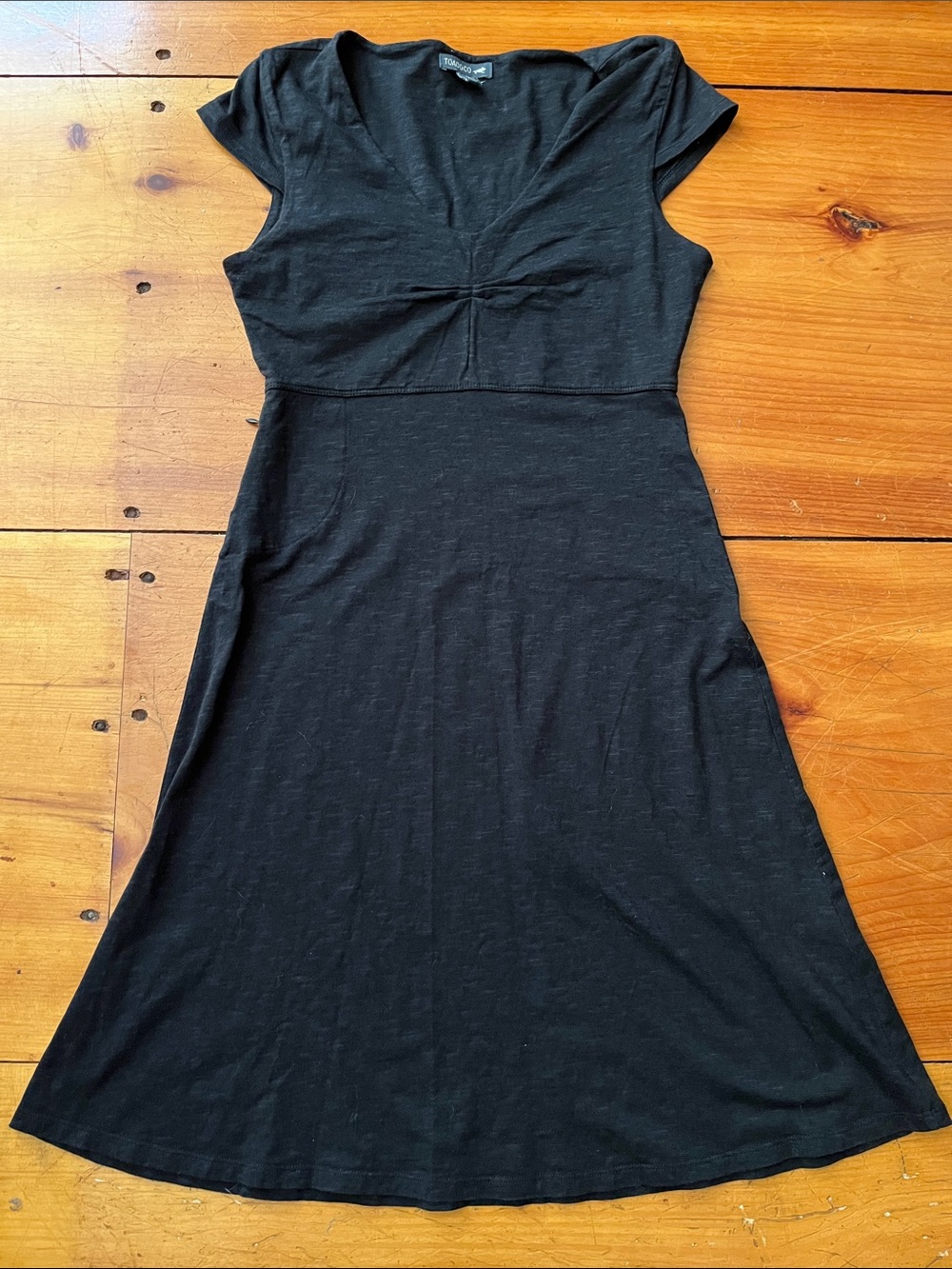 TOAD & CO XS Black Rosemarie Cap Sleeve Dress Organic Cotton
